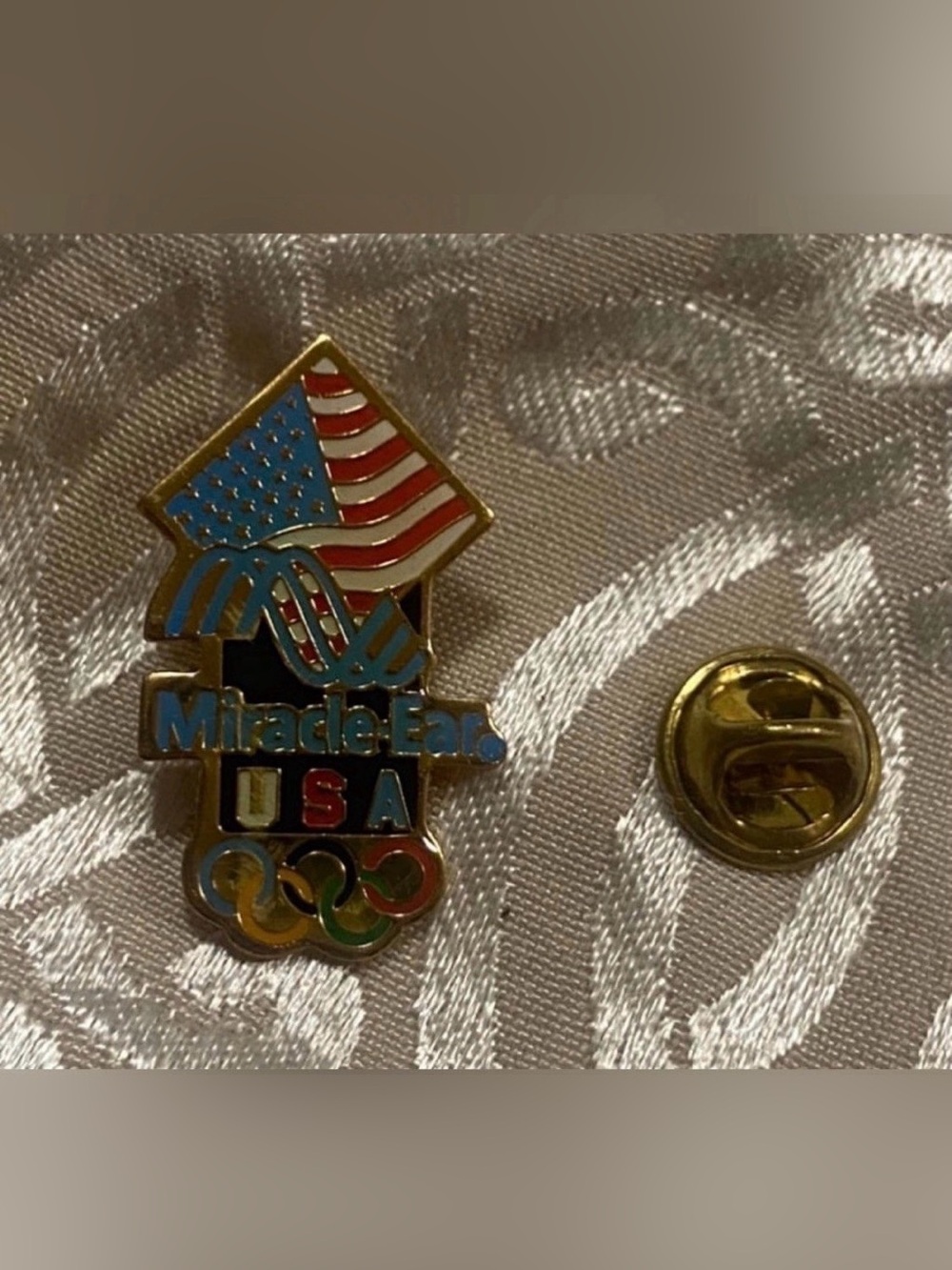 Vintage Miracle Ear USA Olympic Rings Lapel Pin #9139